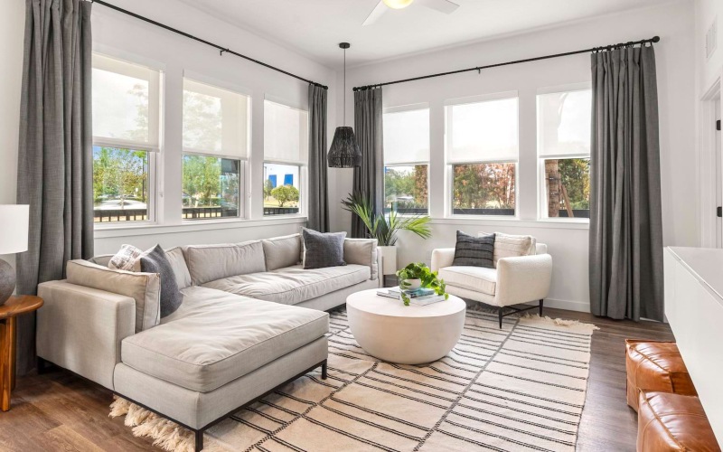 Expansive living room inside apartments for rent in Kissimmee, FL at Infield.